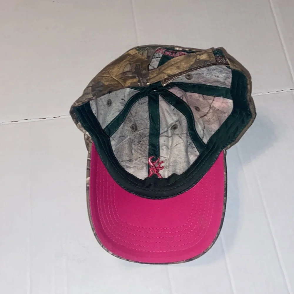 Browning for Her camo adjustable baseball hat with hot pink embroidery